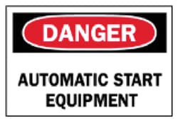 Brady™ Machine and Operational Signs: Automatic Start Equipment