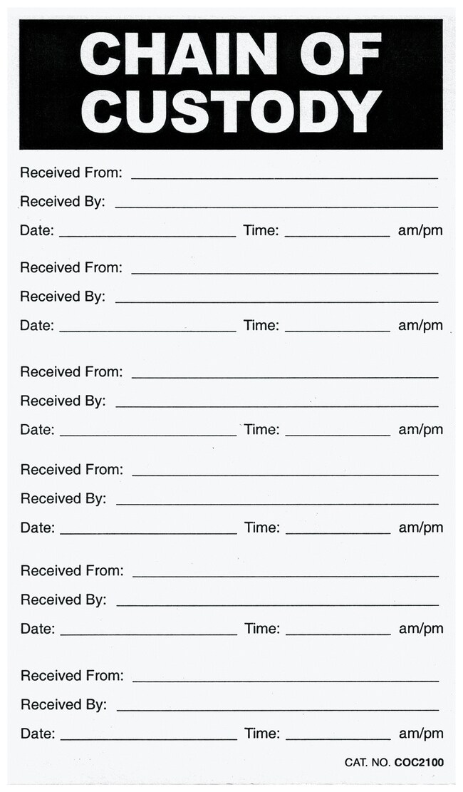 Chain Of Custody Labels Fisher Scientific