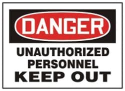 Accuform Signs Danger: Unauthorized Personnel Keep Out Sign