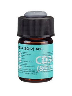 CD34 (gp 105-120) Mouse anti-Human, APC, Clone: 8G12, BD 100 Tests; APC:Antibodies,