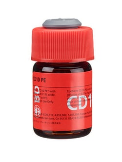 CD10 Mouse anti-Human, PE, Clone: HI10A, BD 50 Tests; PE:Antibodies, Monoclonal