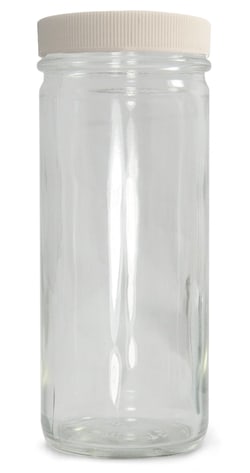 Qorpak&trade;&nbsp;Clear Tall Straight Sided Round Bottles &mdash; With White Polypropylene SturdeeSeal&trade; PE Foam Caps