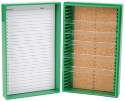 Fisherbrand&trade;&nbsp;Premium Microscope Slide Box, 25-Place, Cork, Green