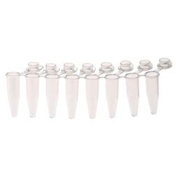 CELLTREAT Scientific Products PCR 8-Strip Tubes, 0.2mL, Separable, Attached Dome Caps, Clear