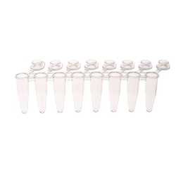 CELLTREAT Scientific Products PCR 8-Strip Tubes, 0.2mL, Attached Flat Caps, Clear