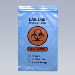 Elkay Plastics Company Bag Specimen Transport  Zip Closure 3 wall Blue Tint with Biohazard print and an Outside Pouch for documents 2 mil 6 X 9 1,000 per Case