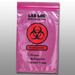 Elkay Plastics Company Bag Specimen Transport  Zip Closure 3 wall Red Tint with Biohazard print and an Outside Pouch for documents 2 mil 6 X 9 1,000 per Case