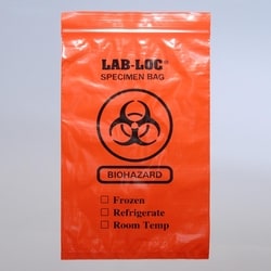 Elkay Plastics Company Bag Specimen Transport  Zip Closure 3 wall Red Opaque with Biohazard print and an Outside Pouch 2 mil 6 X 9 1,000 per Case