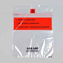 Elkay Plastics Company Bag Specimen Transport 3 wall Yellow Tint with Removable Biohazard logo and Outside Pouch, Reclosable Closure 1.75 mil 8 x 10 1,000 per Case