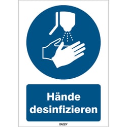 Brady ISO Safety Sign - Disinfect Your Hands, German 297 x 420 mm | Buy Online | Brady&trade; | Fisher Scientific