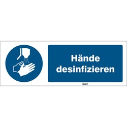 Brady ISO Safety Sign - Disinfect Your Hands, German 297 x 105 mm | Buy Online | Brady&trade; | Fisher Scientific