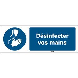 Brady ISO Safety Sign - Disinfect Your Hands, French 297 x 105 mm | Buy Online | Brady&trade; | Fisher Scientific