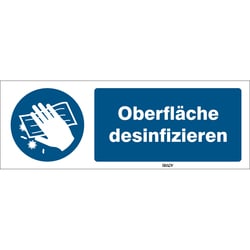 Brady ISO Safety Sign - Disinfect Surface, German 297 x 105 mm | Buy Online | Brady&trade; | Fisher Scientific