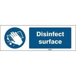 Brady ISO Safety Sign - Disinfect Surface, English 150 x 50 mm | Buy Online | Brady&trade; | Fisher Scientific