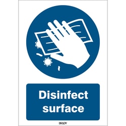 Brady ISO Safety Sign - Disinfect Surface, English 297 x 420 mm | Buy Online | Brady&trade; | Fisher Scientific