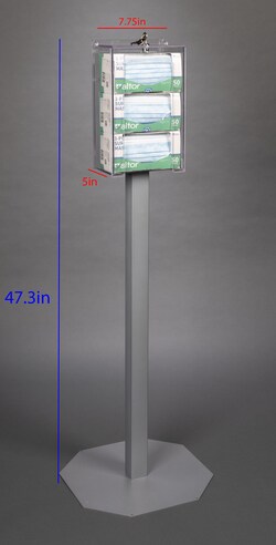 Poltex Mask Box Holder with Lock and Key Capacity: 3 Boxes, Mounting: Stand