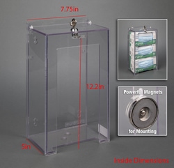 Poltex Mask Box Holder with Lock and Key Capacity: 3 Boxes, Mounting: Magnetic