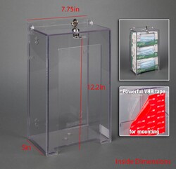 Poltex Mask Box Holder with Lock and Key Capacity: 3 Boxes, Mounting: VHB