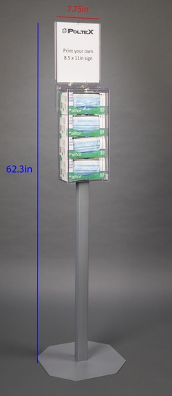 Poltex Mask Box Holder with Lock and Key Capacity: 4 Boxes, Mounting: Stand