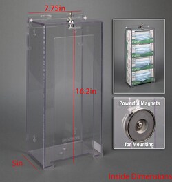 Poltex Mask Box Holder with Lock and Key Capacity: 4 Boxes, Mounting: Magnetic