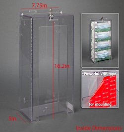 Poltex Mask Box Holder with Lock and Key Capacity: 4 Boxes, Mounting: VHB