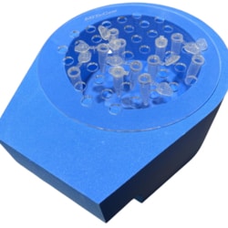 Mitegen Clear Acrylic 45-Well Microtube Holder, For 1.5mL Tubes, 190mm Dia., Fits Foam Dewars, Enhances Sample Organization
