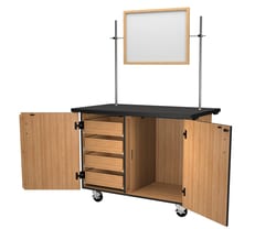 National Public Seating&nbsp;Mobile Science Cart with Inner Drawers, Pegboard, and Whiteboard/Mirror