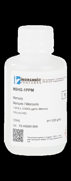 1ug mL MERCURY HCl 125mL  (Inorganic Ventures)