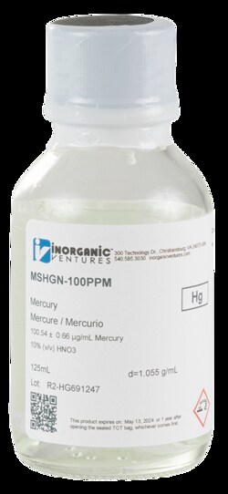100ug mL MERCURY HNO3 125mL  (Inorganic Ventures)