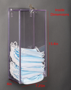 Poltex Locking Earloop Mask Dispenser with Wall Mount Wall Mount:Personal
