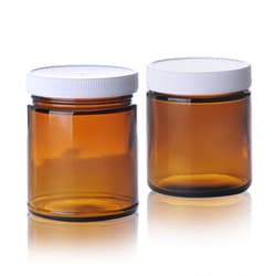 DWK Life Sciences Wheaton™ Wide Mouth Packer Bottles, Amber, Safety Coated, PV-Lined Lids