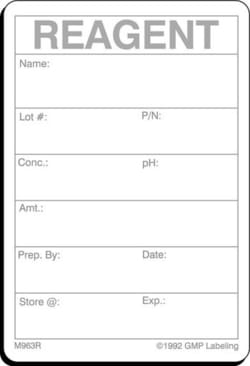 Gmp Labeling Inc Reagent Material Label - Removable - 2x3, Quantity: Each