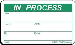Gmp Labeling Inc In Process Status Label - 2.5 x 1.5, Quantity: Each of