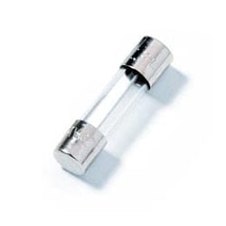 MOUSER ELECTRONICS&nbsp;Cartridge fuse, time-delay (slow-blow), 10 A, 250 V AC, 5 mm x 20 mm glass body, nickel-plated brass end caps, breaking capacity 100 A, IEC 60127-2, requires holder