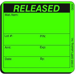 Gmp Labeling Inc&nbsp;Released Quality Control Label - 2x2