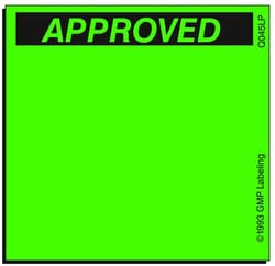 Gmp Labeling Inc Approved Quality Control Label - Laser Print - 2x2, Quantity: