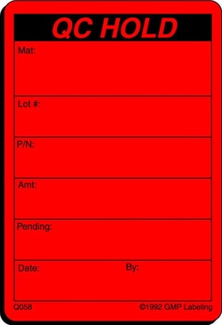 Gmp Labeling Inc QC Hold Quality Control Label - 2x3, Quantity: Each of
