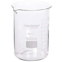 Cole-Parmer elements Low-Form Beaker, Glass, 500 mL, 8/pk