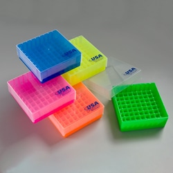 USA Scientific Inc 81-place color-coded box, clear lid, blue, Quantity: