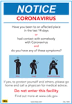 HCL Labels COVID-19 Coronavirus Notice Sign - Plastic - 10" x 14", Quantity: