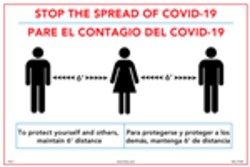 HCL Labels COVID-19 Coronavirus Stop The Spread Sign - Adhesive Vinyl -