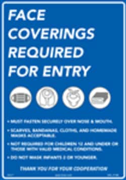 HCL Labels&nbsp;Face Coverings Required For Entry Sign - Plastic - 10
