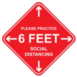 HCL Labels&nbsp;Please Practice 6 Feet Social Distance  - High Tack Adhesive Vinyl Floor Sign w/ Matte Lamination - 8
