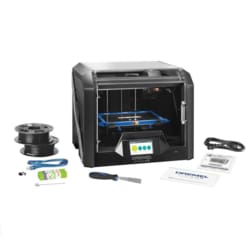 Enclosed FFF 3D printer, 255 x 155 x 170 mm build volume, All-metal 0.4 mm hot end, Heated tempered glass bed to 100°C, 1.75 mm filament, 4.5 in color touchscreen, Wi-Fi/Ethernet/USB