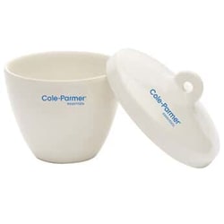 Cole-Parmer Essentials Tall-Form Crucible with Cover, porcelain, 10 mL, 6/pk
