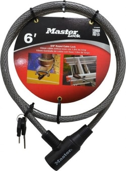 MSC Master Lock 8154DPF 6' Long Keyed Different Cable Lock 3/8" Diam, Keyed