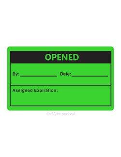 GA International Self-Laminating Calibration Labels - "Opened" 1.5" x 2.5"