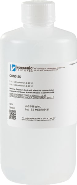 Inorganic Ventures Conductivity Standard (5 uS/cm at 25C), 500 mL, Quantity: