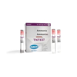 Hach Company&nbsp;Ammonia TNTplus Vial Test, High Range 10 to 100 mg/L NH3-N, 25 tests, 0.1 mL sample, Salicylate method, Reaction pH 12.6, 15 min