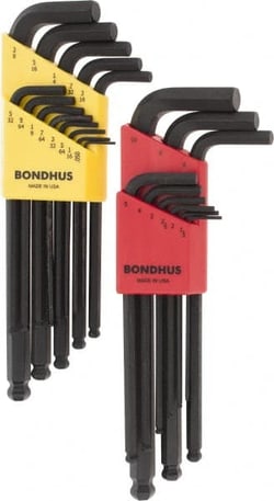 MSC&nbsp;Bondhus 20199 22 Piece L-Key Ball End Hex Key Set Hex Range 0.05 to 3/8